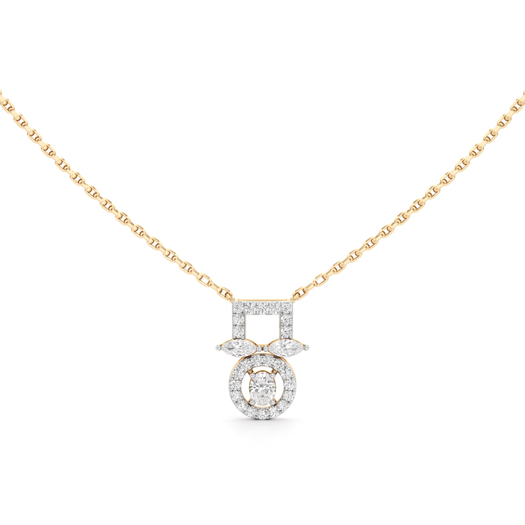 Geometric Designer 925 Silver 18K Gold Plated Pendant Necklace