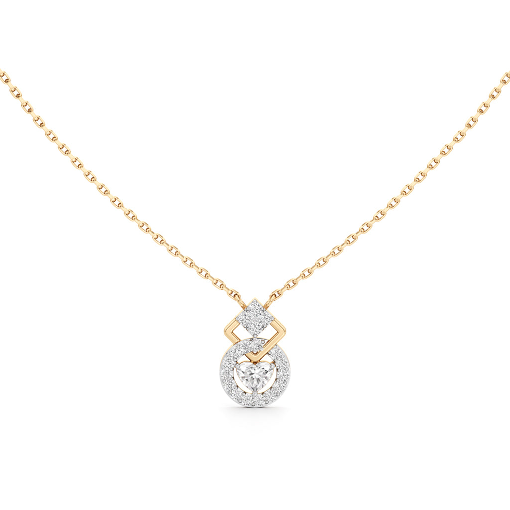 925 Silver 18K Gold Plated Diamond Shape Pendant Necklace