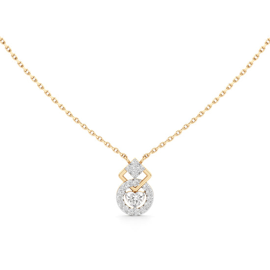 925 Silver 18K Gold Plated Diamond Shape Pendant Necklace