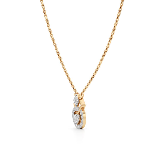 925 Silver 18K Gold Plated Diamond Shape Pendant Necklace