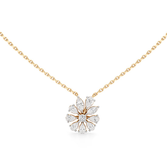 925 Silver 18K Gold Plated Floral Lab Grown Diamond Pendant