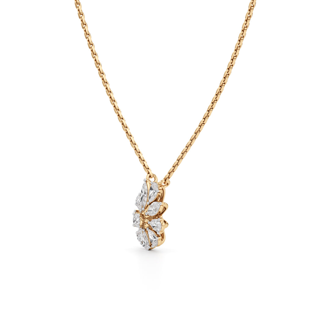 925 Silver 18K Gold Plated Floral Lab Grown Diamond Pendant