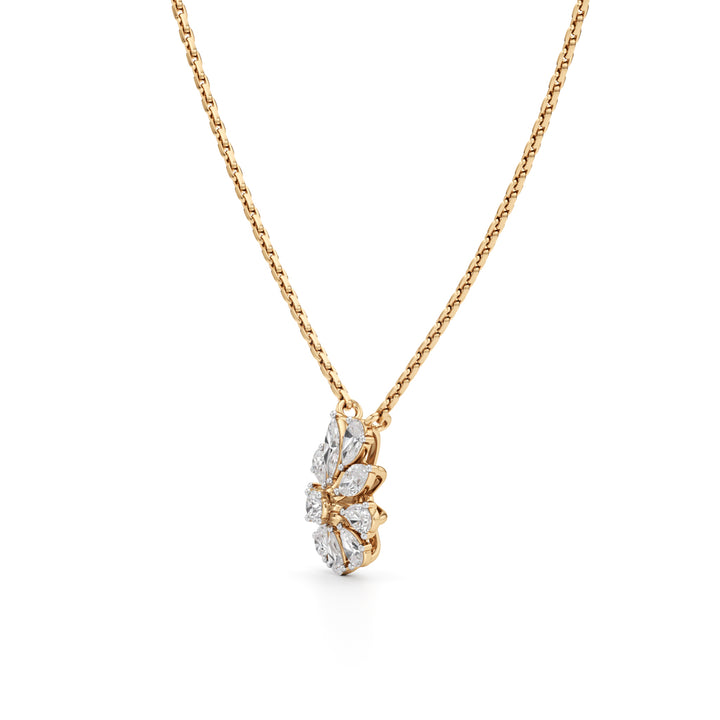 925 Silver 18K Gold Plated Floral Lab Grown Diamond Pendant