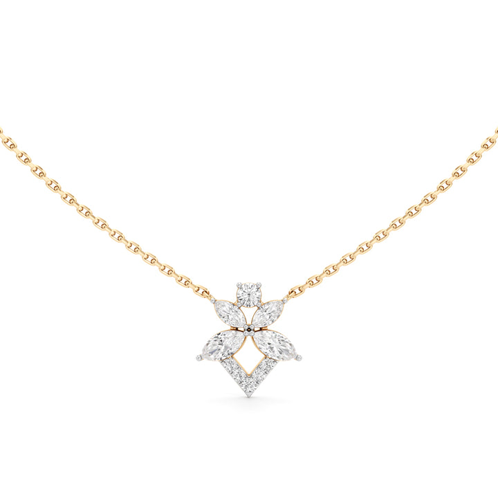 925 Silver 18K Gold Plated Beautiful Lab Grown Diamond Pendant Necklace