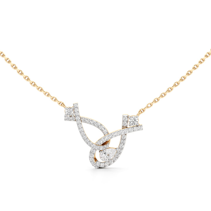 Abstract Infinity 925 Silver 18k Gold Plated Lab Grown Diamond Pendant set