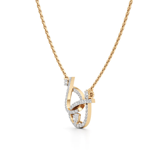 Abstract Infinity 925 Silver 18k Gold Plated Lab Grown Diamond Pendant set