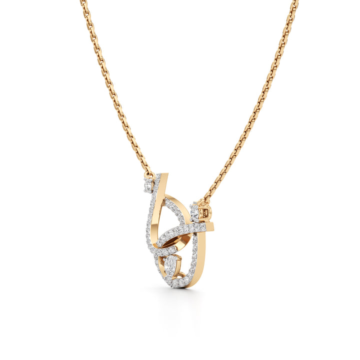 Abstract Infinity 925 Silver 18k Gold Plated Lab Grown Diamond Pendant set