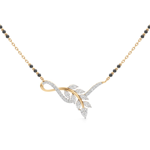 925 Silver 18k Gold Plated Leaf Motif Mangalsutra