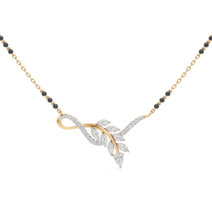925 Silver 18k Gold Plated Leaf Motif Mangalsutra