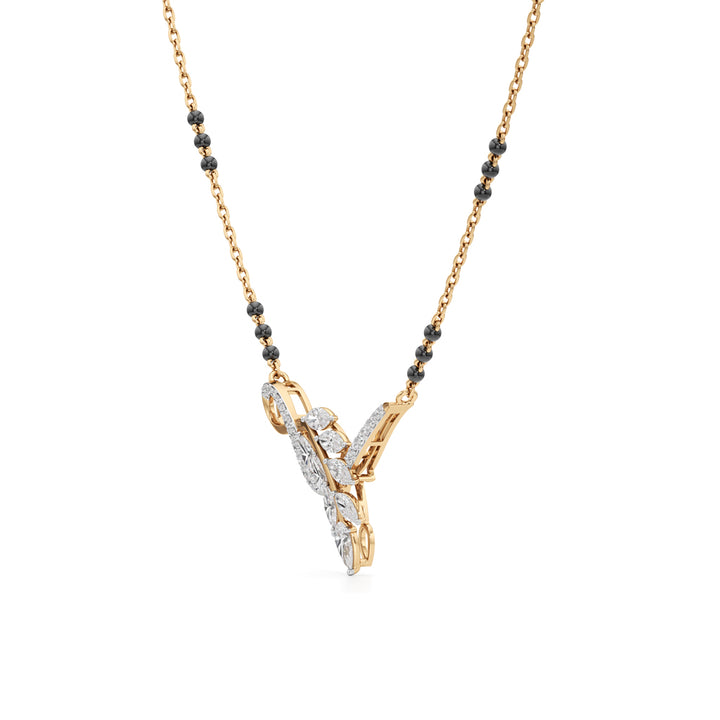 925 Silver 18k Gold Plated Leaf Motif Mangalsutra