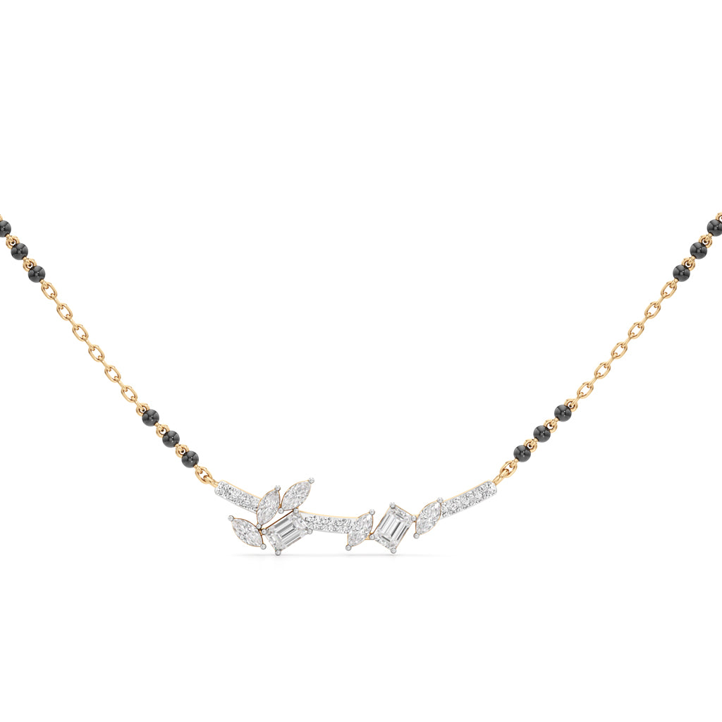 Nature-Inspired Leaf Mangalsutra 925 Silver 18k Gold Plated