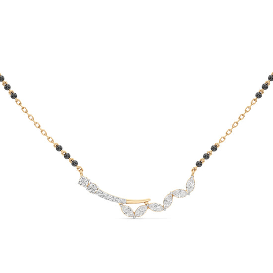 925 Silver 18k Gold Plated Contemporary Marquise Lab Grown Diamond Mangalsutra