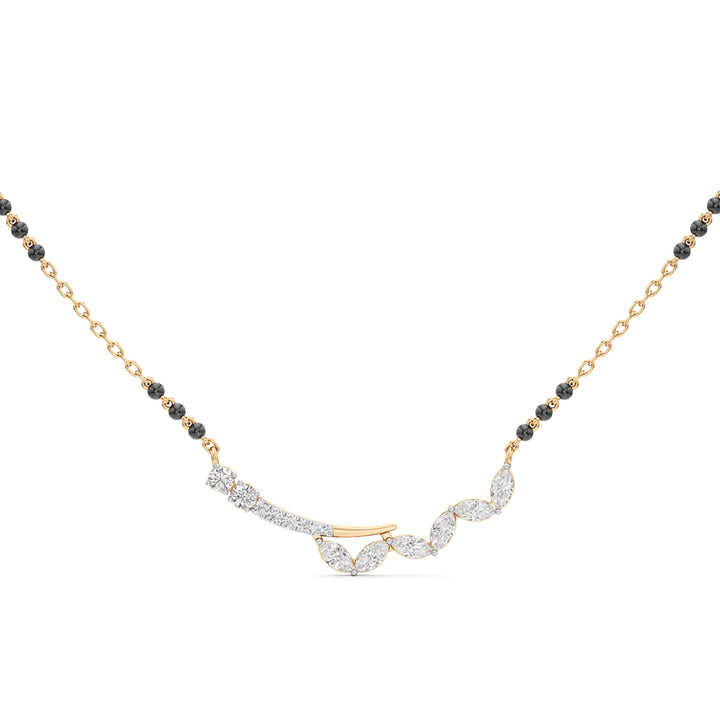 925 Silver 18k Gold Plated Contemporary Marquise Lab Grown Diamond Mangalsutra
