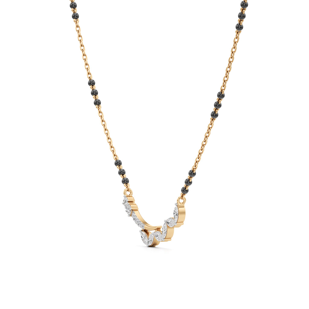925 Silver 18k Gold Plated Contemporary Marquise Lab Grown Diamond Mangalsutra
