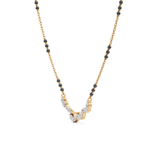 925 Silver 18k Gold Plated Contemporary Marquise Lab Grown Diamond Mangalsutra