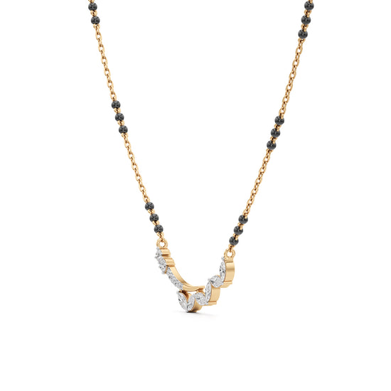 925 Silver 18k Gold Plated Contemporary Marquise Lab Grown Diamond Mangalsutra