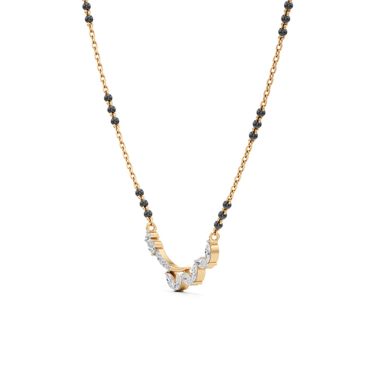 925 Silver 18k Gold Plated Contemporary Marquise Lab Grown Diamond Mangalsutra