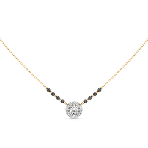 Classic Halo Solitaire 925 Silver 18k Gold Plated Mangalsutra Necklace