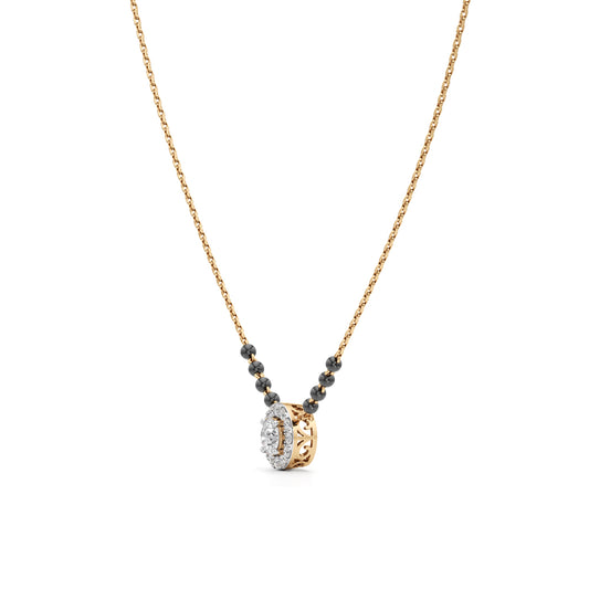 Classic Halo Solitaire 925 Silver 18k Gold Plated Mangalsutra Necklace