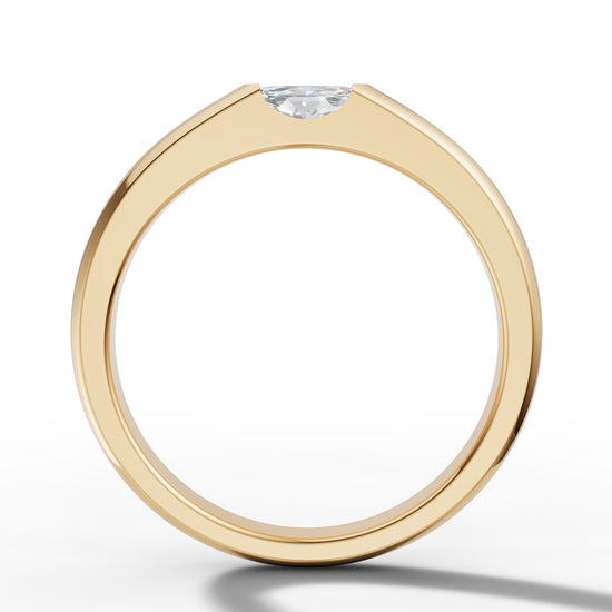Sleek Horizontal Marquise Solitaire Band Ring