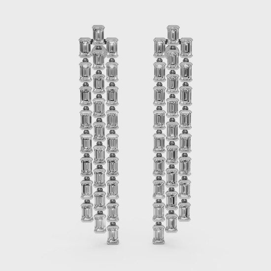 Regal Cascade Emerald Diamond Chandelier Earrings