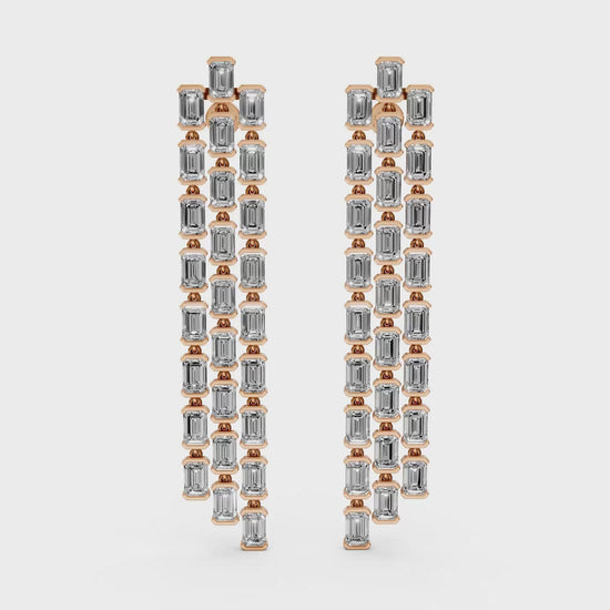 Regal Cascade Emerald Diamond Chandelier Earrings