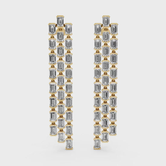 Regal Cascade Emerald Diamond Chandelier Earrings